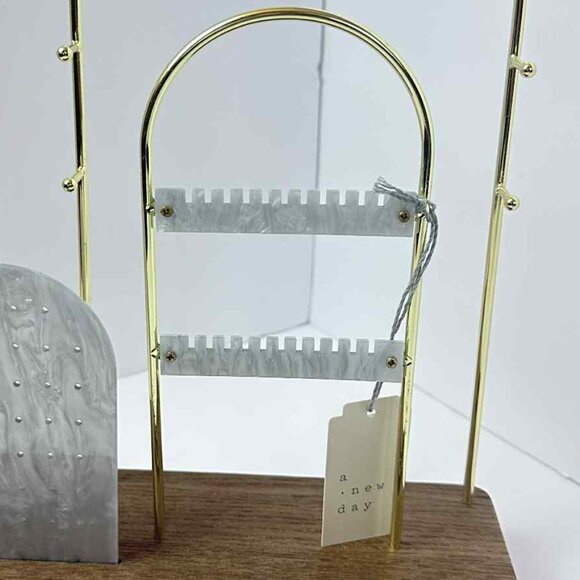 A New Day Jewelry Organizer | Wood & Gold Metal Display Stand - Picture 3 of 4